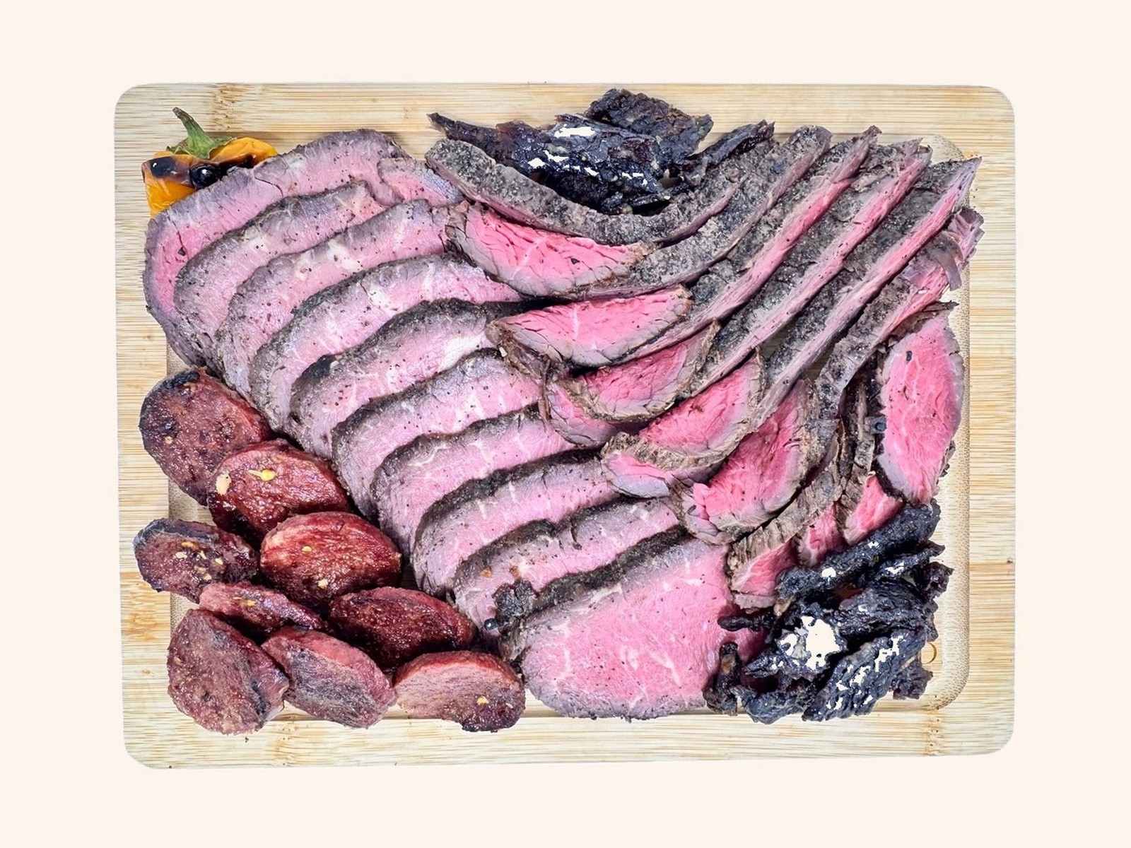 Ember, the small Charboard with sliced steak, salami, and jerky